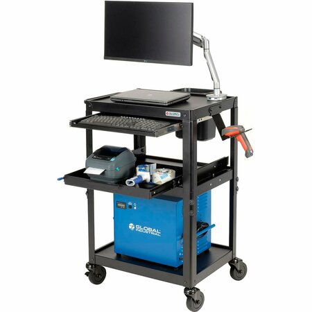 GLOBAL INDUSTRIAL Mobile Powered Laptop Cart with 100AH Battery 436997BK
